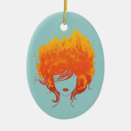 Redheaded Frau, rotes Feuer-Haar Keramikornament