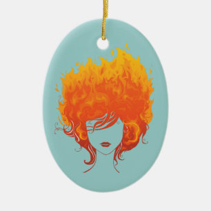 Redheaded Frau, rotes Feuer-Haar Keramikornament