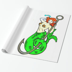 redheaded GrünSchwanz Meerjungfrau Geschenkpapier