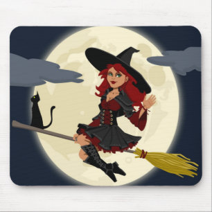 REDHEADED HALLOWEEN WITCH MOUSEPAD