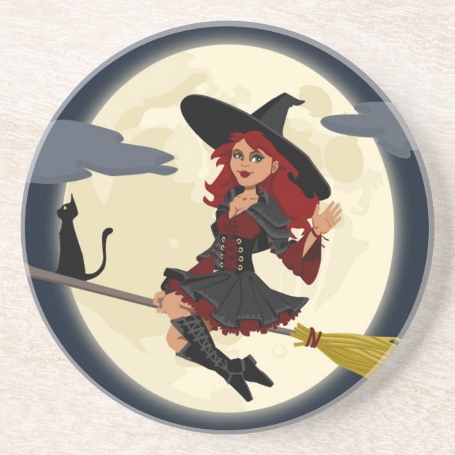 REDHEADED HALLOWEEN WITCH UNTERSETZER (Vorne)