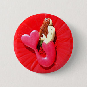 redheaded HerzSchwanz Meerjungfrau Button