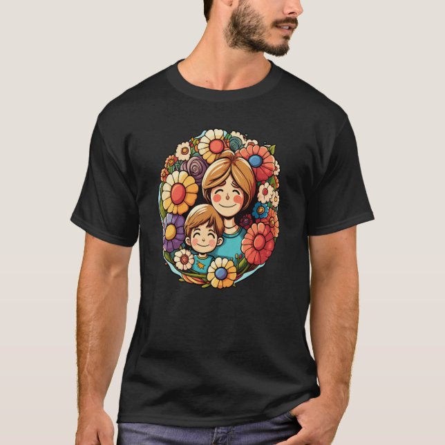 Redheaded Mother And Son Embracing Surrounded By F T-Shirt (Vorderseite)