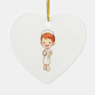 Redheaded traditionelle Krankenschwester, die Keramikornament