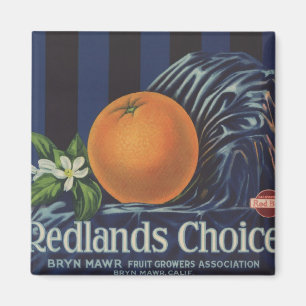 Redlands auserlesener orange Kisten-Aufkleber Magnet