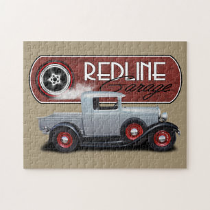 Redline Garagen-silbernes frisiertes Auto Puzzle