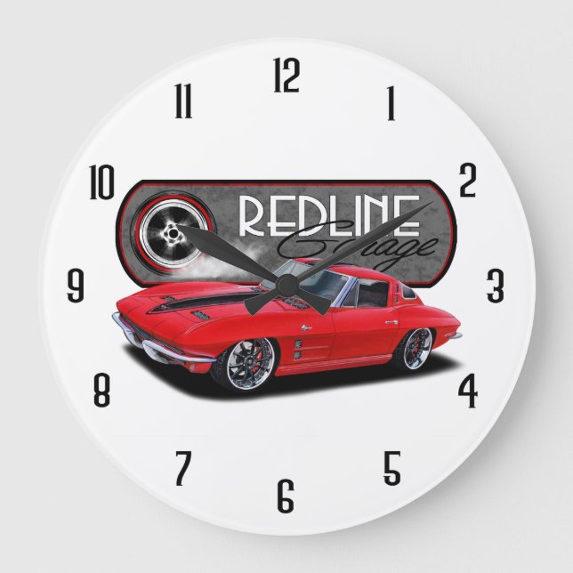 Redline Vette Große Wanduhr (Vorderseite)
