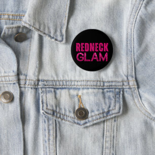 Redneck Glam Pink Glitzer Button