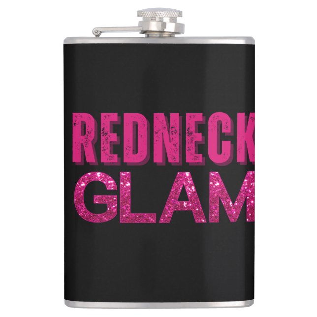 Redneck Glam Pink Glitzer Flachmann (Vorderseite)