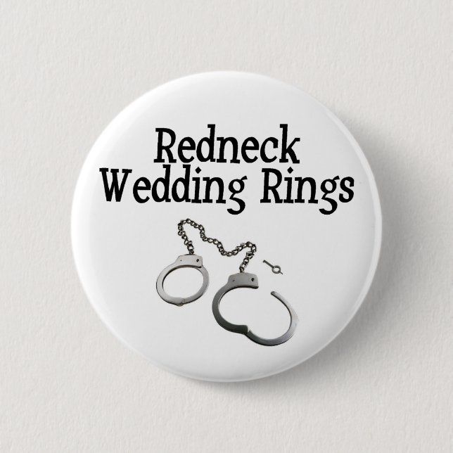Redneck-Hochzeits-Ringe Button (Vorderseite)