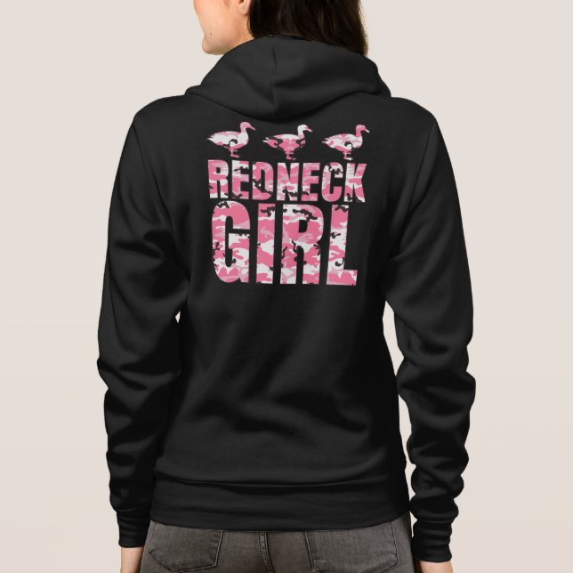 Redneck-Mädchen-Shirt mit rosa Tarnungs-Enten Hoodie (Rückseite)