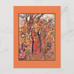 Redon - Buddha, der zwischen den Blume spaziert Postkarte