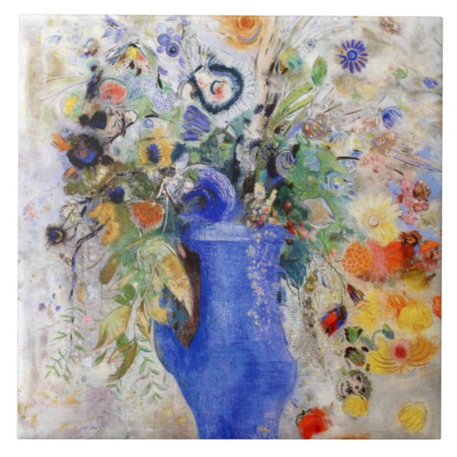 Redon - Große Bouquet in Pastel Blue Fliese (Vorderseite)