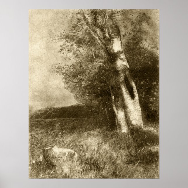 Redon - Landschaft 1880 Poster (Vorne)