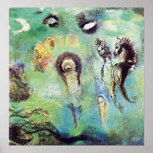 Redon - Seepferde über Unterwasserwelt 1909 Poster