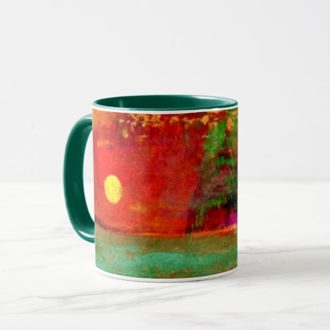 Redon - Sonnenuntergang, bunte Kunstwerke Tasse (Vorderseite Links)