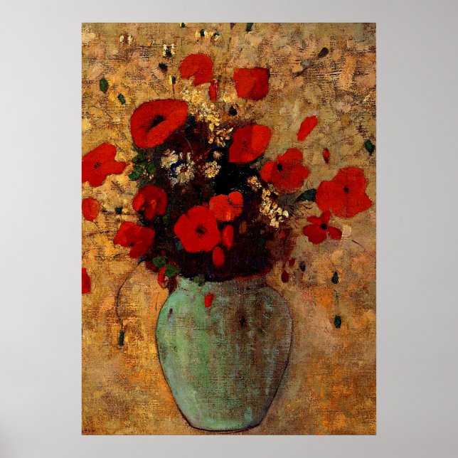 Redon - Vase of Poppies Poster (Vorne)