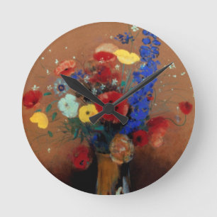 Redon: Wilde Blumen, C1912 Runde Wanduhr
