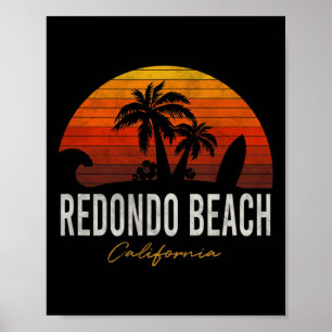 Redondo Beach California Palms Vacation Surf Sundo Poster