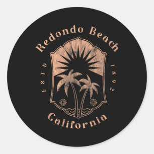 Redondo Beach Kalifornien Retro Surfer Vintage Str Runder Aufkleber