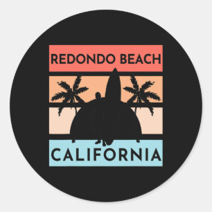 Redondo Beach Kalifornien Surfen Sommerurlaub Vint Runder Aufkleber