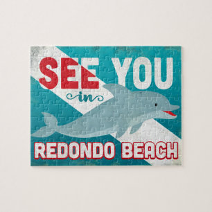 Redondo- Beachdelphin - Retro Vintage Reise Puzzle