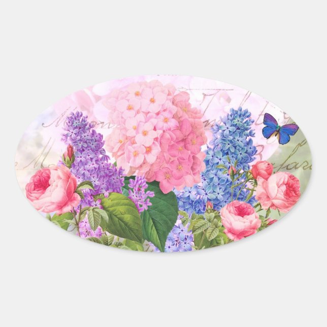 Redoute Blume Oval Siegel Aufkleber (Vorderseite)