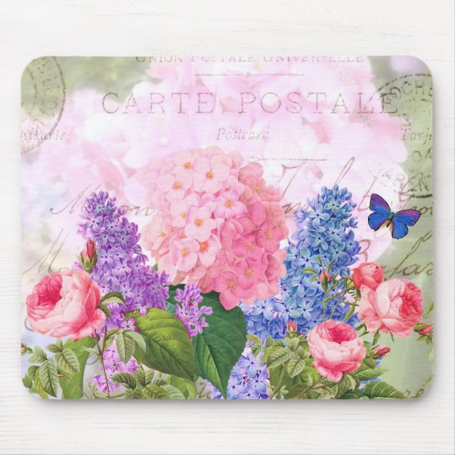 Redoute Blumen Collage Mauspad (Vorne)