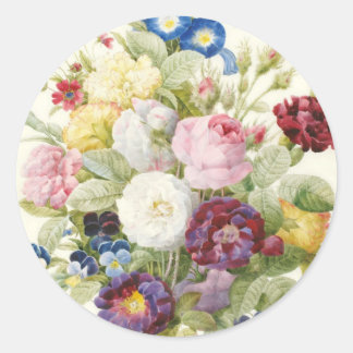 Redoute Bouquet von Blume Rundsticker Runder Aufkleber