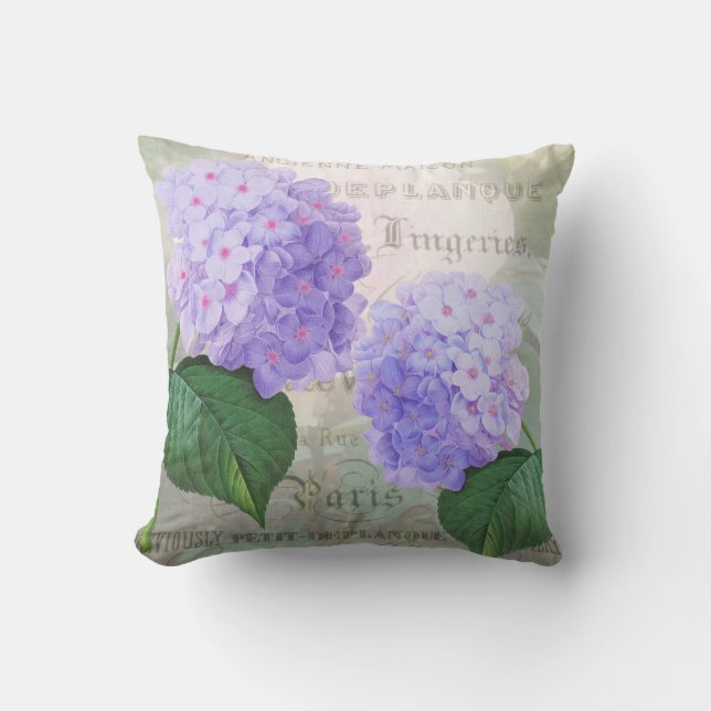 Redoute Lila Hydrangea Throw Kissen (Vorderseite)
