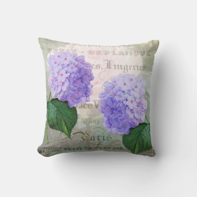 Redoute lila Hydrangealumbales Throw-Kissen Kissen (Vorderseite)
