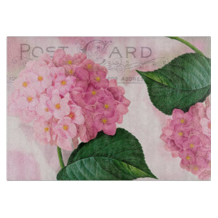 Redoute Pink Hydrangea Blume Glasschneidebrett Schneidebrett