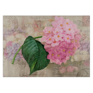 Redoute Pink Hydrangea Blume Glasschneidebrett Schneidebrett