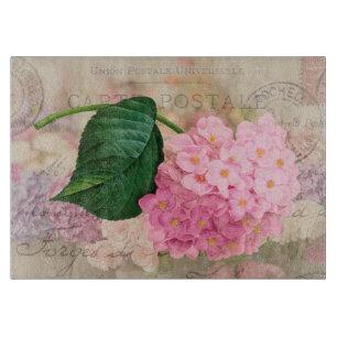 Redoute Pink Hydrangea Blume Glasschneidebrett Schneidebrett