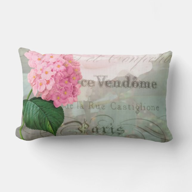Redoute Pink Hydrangea Lumbar Pillow Lendenkissen (Vorderseite)