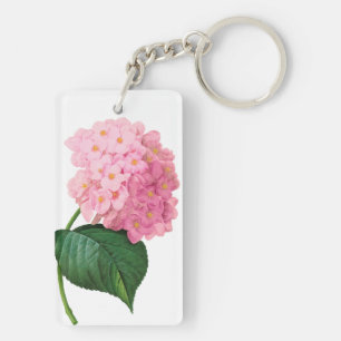 Redoute Pink Hydrangea Rectangle Schlüsselanhänger
