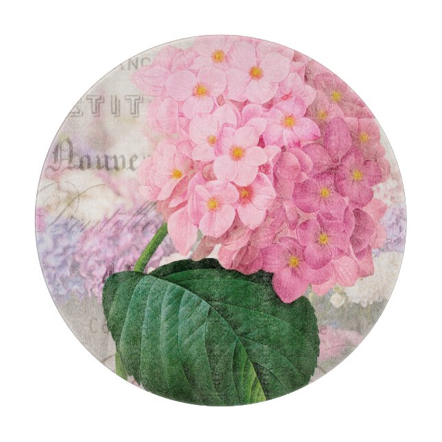 Redoute Pink Hydrangea Round Cutting Board Schneidebrett (Vorderseite)
