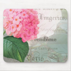 Redoute Pink Hydrangea Vintage Postkarte Mauspad