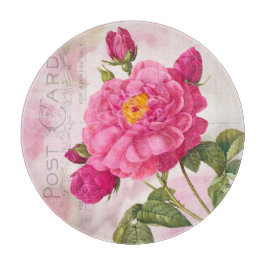 Redoute Pink Rose Round Cutting Board Schneidebrett