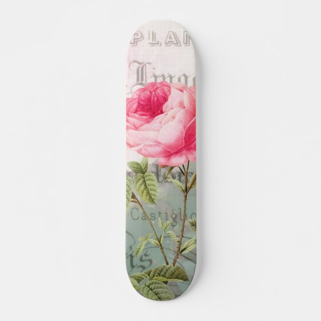 Redoute Pink Rose Skateboard (Vorne)