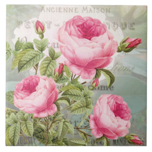 Redoute Pink Roses Keramik Tile Fliese