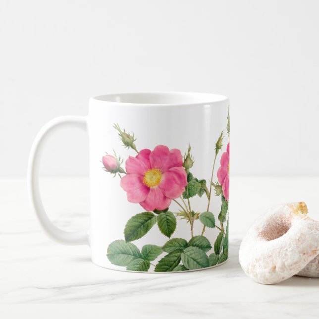 Redoute Pink Wild Rose Kaffee Tasse (Mit Donut)