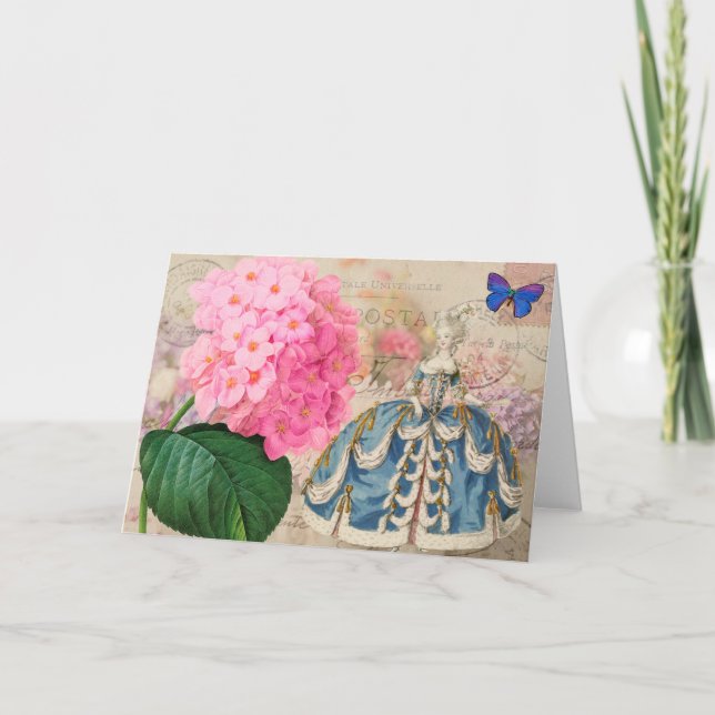 Redoute rosa Hydrangea-Gruß-Karte Karte (Vorderseite)