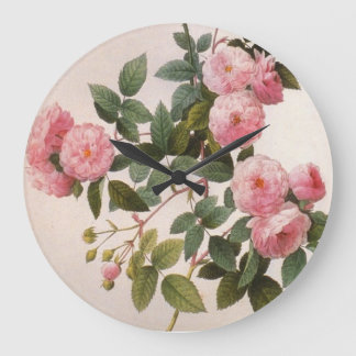 Redoute rosa Pfingstrosen-Rosen-Wand-Uhr Große Wanduhr