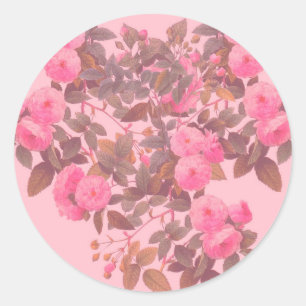 Redoute Rose Runder Aufkleber