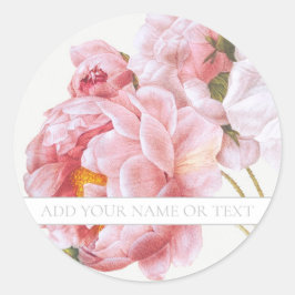 REDOUTÉ UMSCHLAG AUFKLEBER MIT PINK ROSE