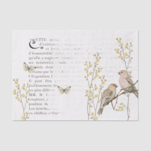 Redpoll Bird Yellow Blume Decoupage Seidenpapier