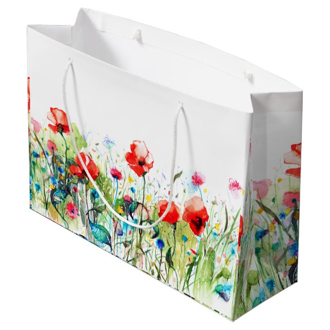 RedPoppies Blumendesign Große Geschenktüte (Rückseite Schrägansicht)