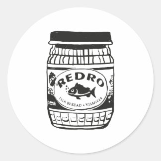 Redro Fish Paste Illustration Runder Aufkleber