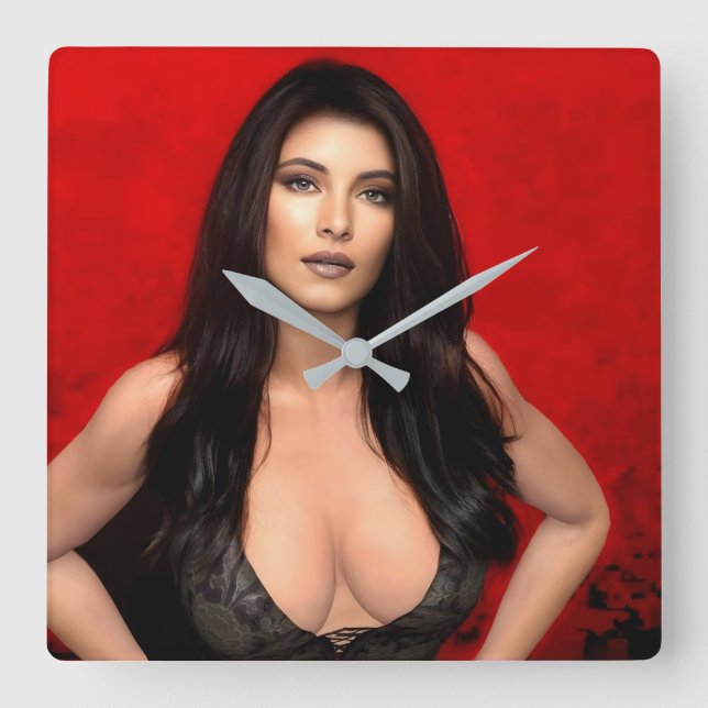 RedSide wall clock Quadratische Wanduhr (Vorderseite)